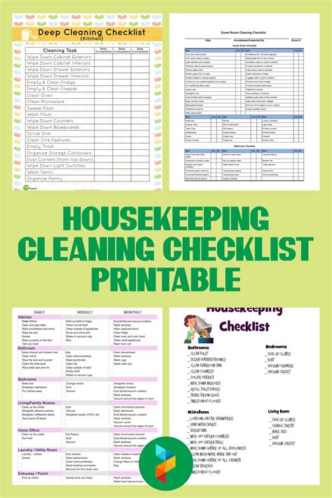 10 Best Housekeeping Cleaning Checklist Printable