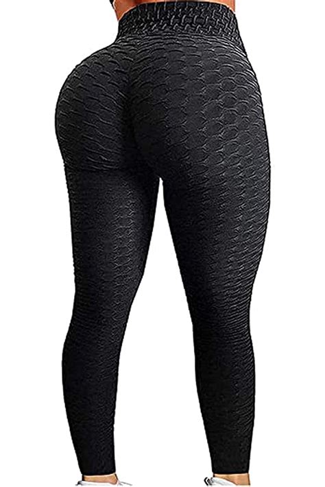 Fittoo Women Booty Yoga Pants High Waisted Ruched Butt Lift Textured