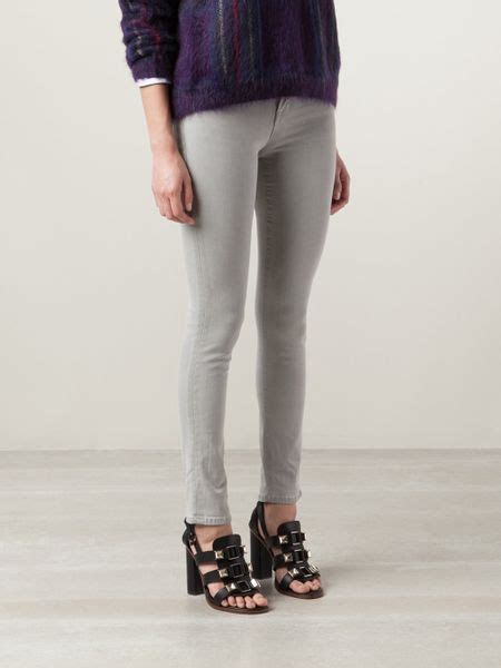 J Brand Mid Rise Skinny Jeans In Gray Grey Lyst