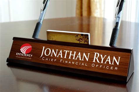Personalized Desk Name Plate And Holder Brown Plate Etsy