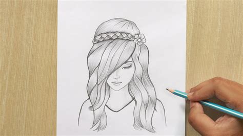 Drawing A Girl Face With Beautiful Hair How To Draw A Girl Drawing Farjana Drawing Academy