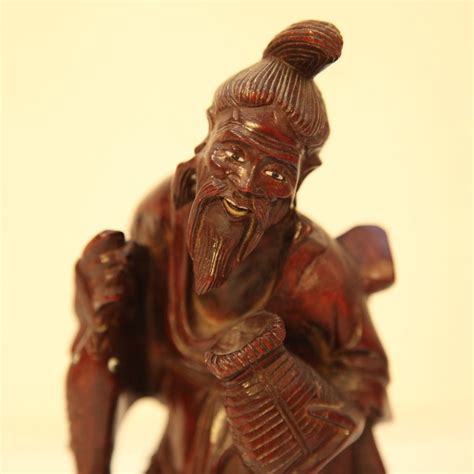 Vintage Chinese Wood Carving Of A Fisherman From Somethingwonderful On