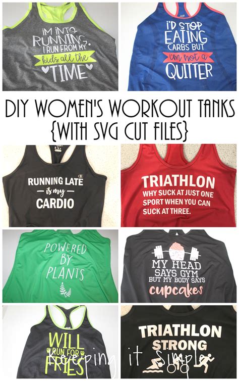 Whether you are buying for friends, or you cant decide on a favorite and want to treat yourself to some stylish workout apparel. DIY Women's Workout Tanks with SVG Cut Files • Keeping it ...