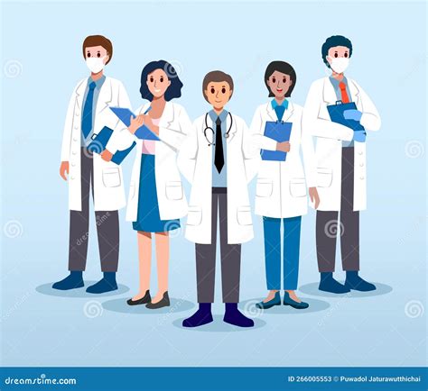 Medical Team Male And Female Doctors Cartoon Characters Stock Vector Illustration Of