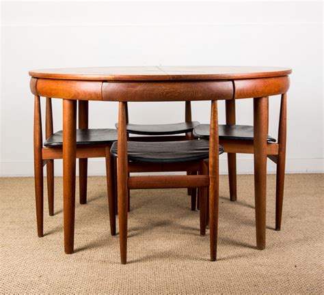 Danish Teak Dining Set Table And Four Chairs By Hans Olsen For Frem