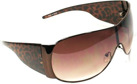 Designer Style Womens Shield Sunglasses 3414 Brown Clothing