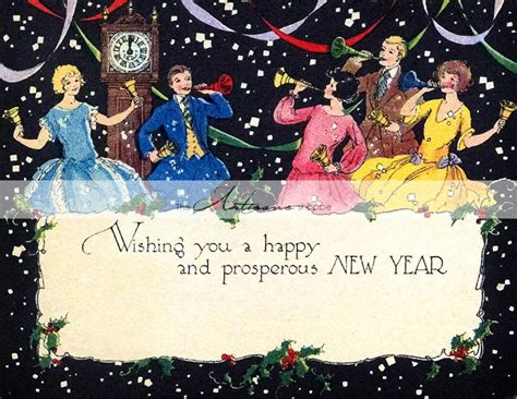 Vintage Happy New Years Greeting Card Image Instant Art Printable