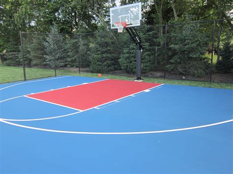 This Is A Royal Blue And Red Backyard Asphalt Basketball Court We Did