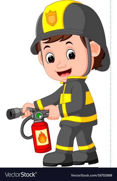 Firefighter Cartoon Royalty Free Vector Image Vectorstock