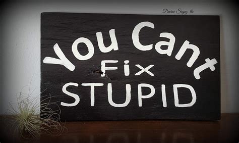 You Cant Fix Stupid Sign Silly Sayings And Quotes Humorous Etsy