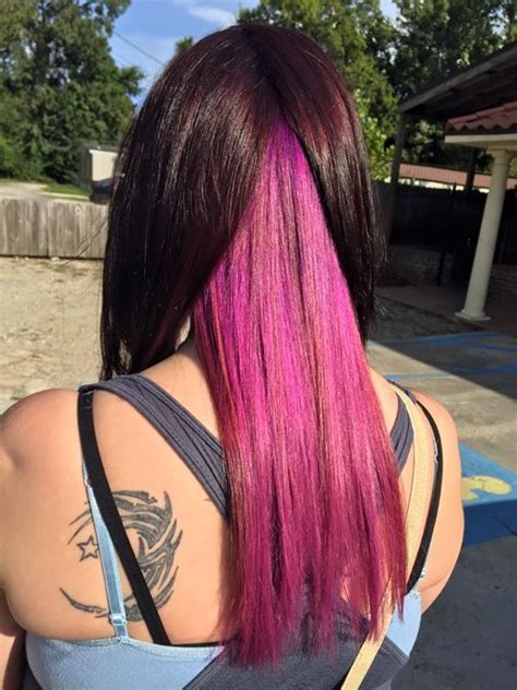 Explore pink hair color ideas and hairstyles with matrix. Chocolate Brown Hair with Pink Underneath | Hair color ...