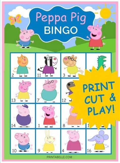 Peppa Pig Bingo Printable Game 10 Cards A Calling Card Etsy Peppa