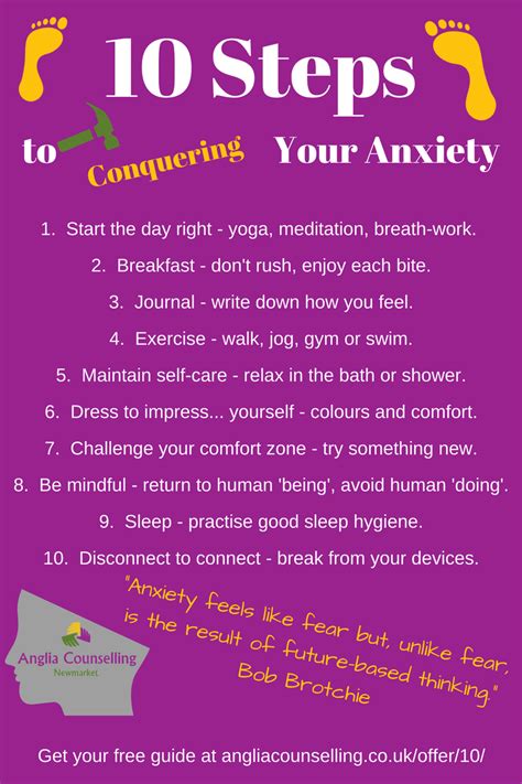 10 Steps To Conquering Your Anxiety Infographic Anglia Counselling Riset