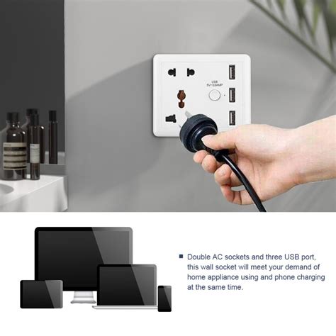 Home Travel Usb Wall Socket Charger Power Outlet With Three Usb Port