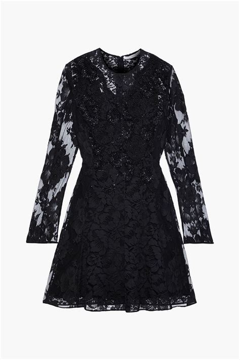 Black Embellished Cotton Blend Lace Mini Dress STELLA MCCARTNEY THE OUTNET