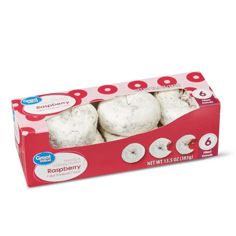 Great Value Raspberry Filled Powdered Donuts 135 Oz 6 Count