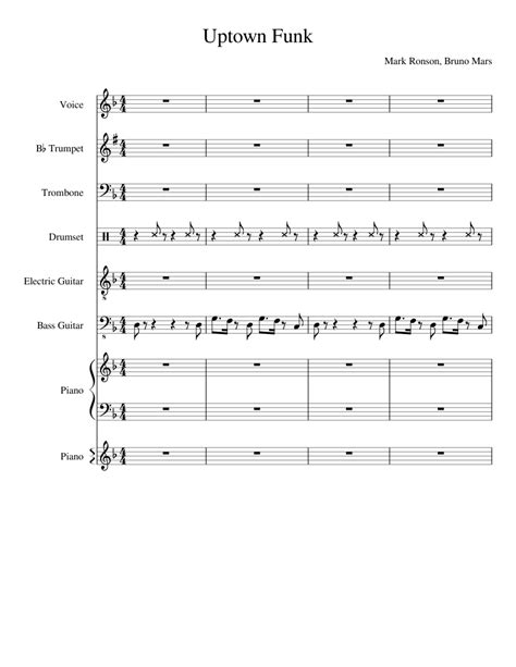 Uptown Funk Sheet Music For Piano Bass Trumpet Trombone Download