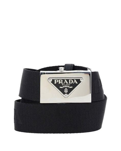 Prada Triangle Logo Buckle Belt In Black For Men Lyst