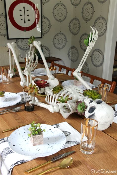 Tour of white house christmas decorations 2020 diy halloween. Succulent Skeleton Centerpiece - Kelly Elko