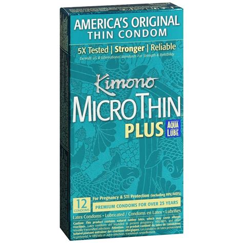 Kimono Microthin Latex Aqua Lube Lubricated Condoms 12 Ea Medcare