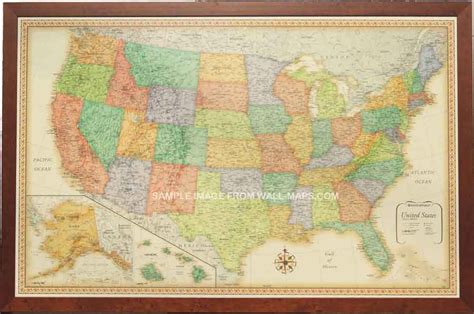 Framed Classic Us Map Wall Maps United States Map Framed Maps