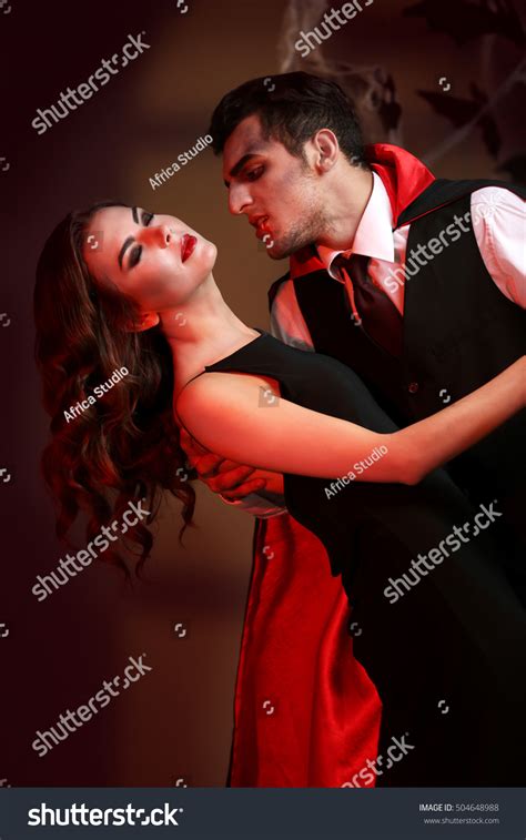 Young People Dressed Vampires Halloween Party Stock Photo 504648988