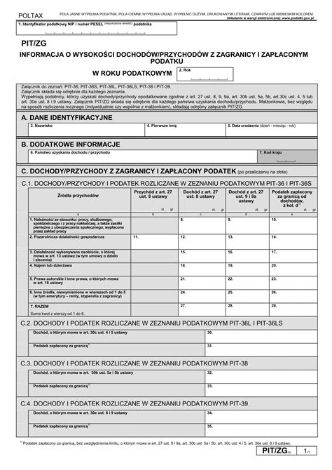 Prawidłowe wypełnienie formularza ułatwi wcześniejsze zapoznanie się z broszurą informacyjną dostępną w urzędach. PIT/ZG (6) (2018) Informacja o | druk, formularz online