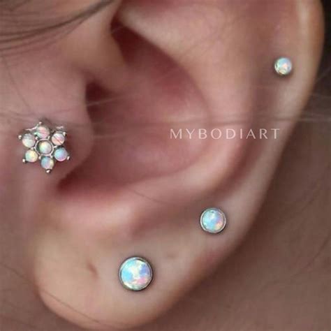 Opal Tragus Earring Cartilage Earring Helix Piercing Tragus Stud