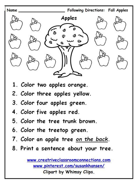 directions worksheet  practice  color