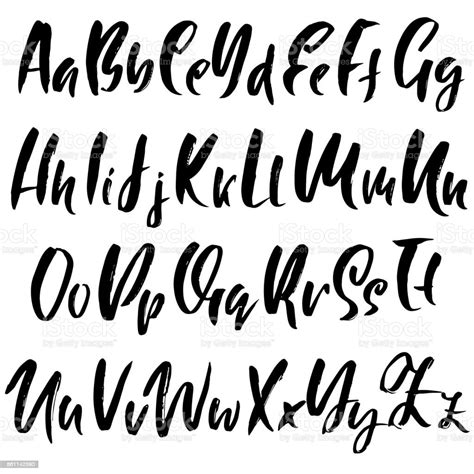 Hand Drawn Dry Brush Font Modern Brush Lettering Grunge Style Alphabet