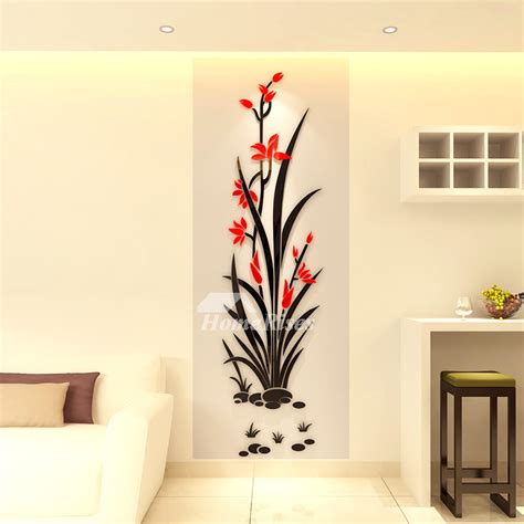 Floral Wall Decals 3d Acrylic Decorative Living Room
