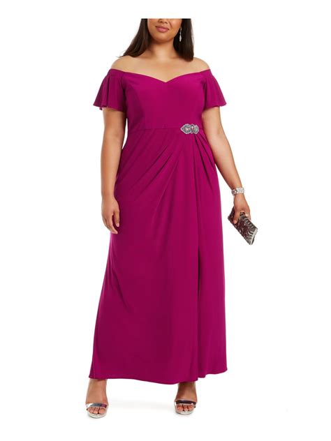 Alex Evenings Womens Purple Short Sleeve Maxi Sheath Formal Dress Size
