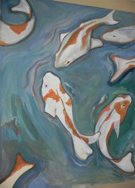 Oil Painting Koi Fish On Canvas Elms Oil Painting Painting Oil