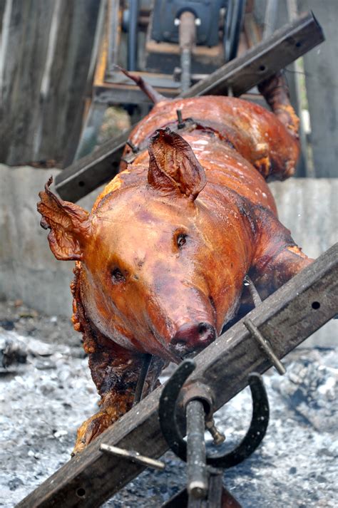 How To Roast A Whole Hog On A Spit Amy Glazes Pommes Damour