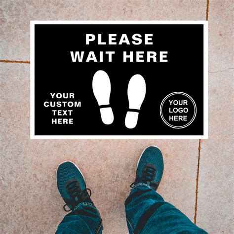 Please Wait Here Shoe Print Logo Black Floor Decals Zazzle