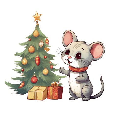 El Simpático Gato Y El Ratón De Dibujos Animados Decoran El árbol De