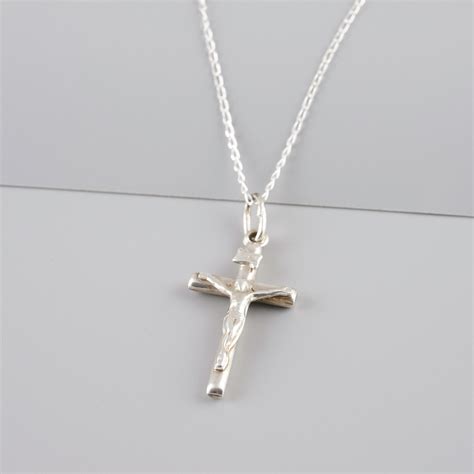 Sterling Silver Crucifix Pendant Necklace Etsy