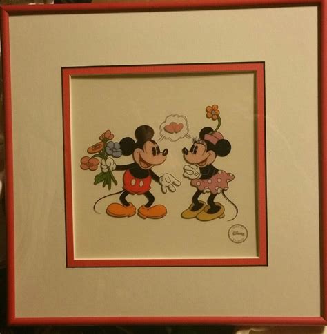 Disney I Love You Sericel Mickey Mouse Minnie Serigraph Cel Coa