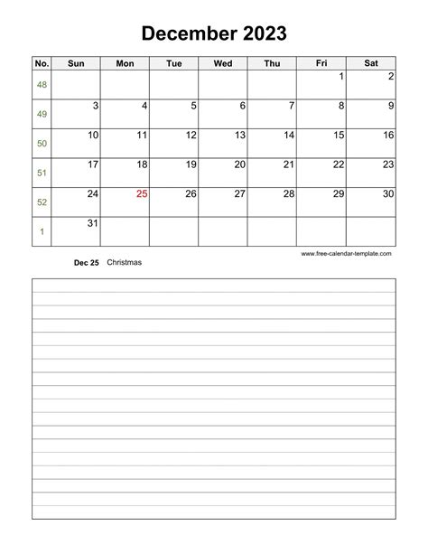 Printable December 2023 Calendar With Space For Appointments Vertical