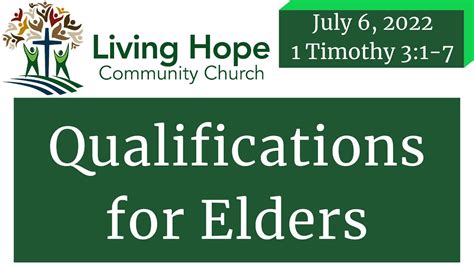 Qualifications Of Elders 1 Timothy 31 7 Lhcc Bible Study Youtube