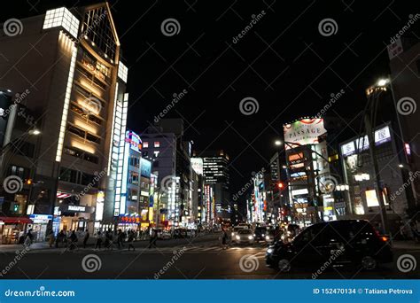 Night View Of Chuo Dori In The Ueno District Of Tokyo Japan Editorial