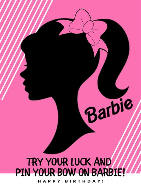 Barbie Birthday Game Barbie Silhouette Backdrop Poster Pin Etsy