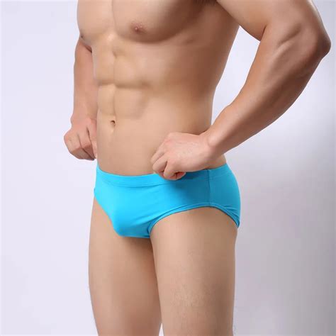 Sexy Gay Underwear Men Briefs Shorts Homme Solid Ice Silk Low Waist U
