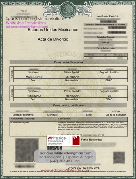 Certificados De Divorcio De Latinoamérica Adriana Whiteside