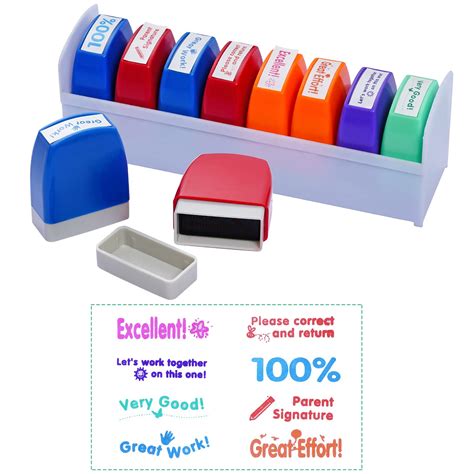 Buy Miayon 8pcs Self Inking Teacher Stamp Set Motivational Messages Stamp Colorful Grading