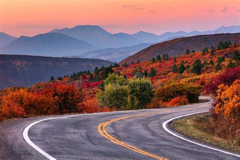 Winding Mountain Road With Fall Colors Stock Image Image Of Fall