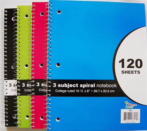 Wholesale 3 Subject Spiral Notebook College Ruled Dollardays