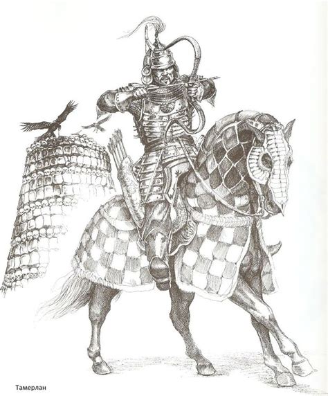 A Drawing Of A Man Riding On The Back Of A Horse