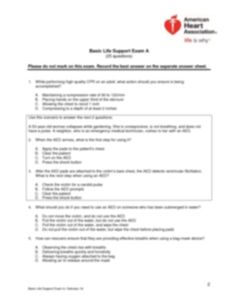 Solution Aha Basic Life Support Exams A And B Answered Updated Spring