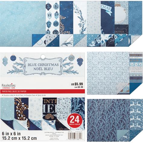 Recollections Paper Pad 6x6 Blue Christmas 24 Sheets In 2022 Blue